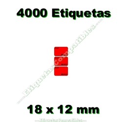 Rollo 4000 Etiquetas 18 x 12 mm PVP Euros Rojo flúor
