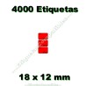 Rollo 4000 Etiquetas 18 x 12 mm PVP Euros Rojo flúor
