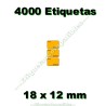 Rollo 4000 Etiquetas 18 x 12 mm PVP Euros Naranja flúor
