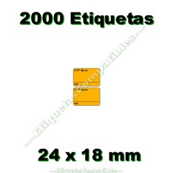 Rollo 2000 Etiquetas 24 x 18 mm PVP Euros + Ref Naranja flúor
