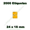 Rollo 2000 Etiquetas 24 x 18 mm PVP Euros + Ref Naranja flúor