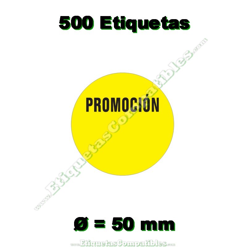 Rollo 500 Etiquetas "Promoción" Círculo Amarillo