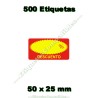 Rollo 500 Etiquetas "Descuento" Rectángulo Rojo/Amarillo