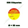 Rollo 500 Etiquetas "Prezo Rebaixado" Círculo Rojo/Amarillo