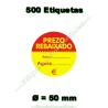 Rollo 500 Etiquetas "Prezo Rebaixado" Círculo Rojo/Amarillo