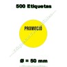 Rollo 500 Etiquetas "Promoció" Círculo Amarillo