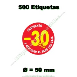 Rollo 500 Etiquetas "-30%...