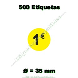 Rollo 500 Etiquetas "1 €" Amarillo Flúor