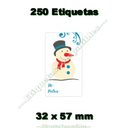 Rollo 250 Etiquetas Muñeco de Nieve De Para