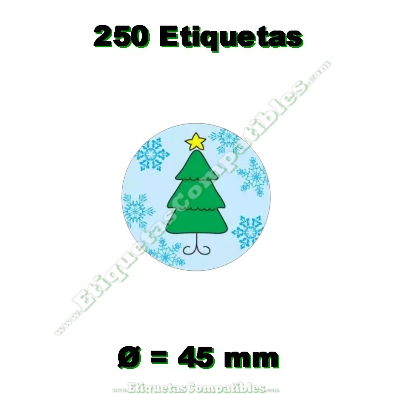 Rollo 250 Etiquetas Árbol Navideño