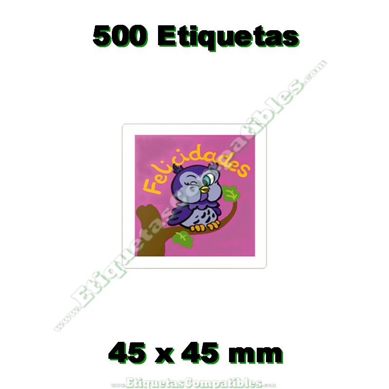 Rollo 500 Etiquetas "Felicidades" Búho C