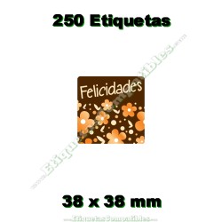 Rollo 250 Etiquetas "Felicidades" Margaritas