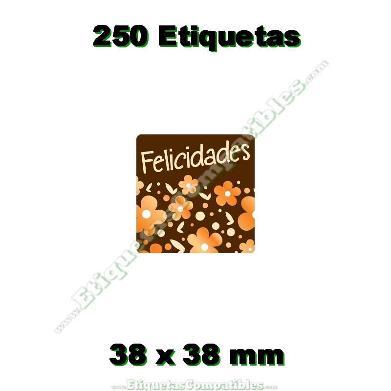 Rollo 250 Etiquetas "Felicidades" Margaritas