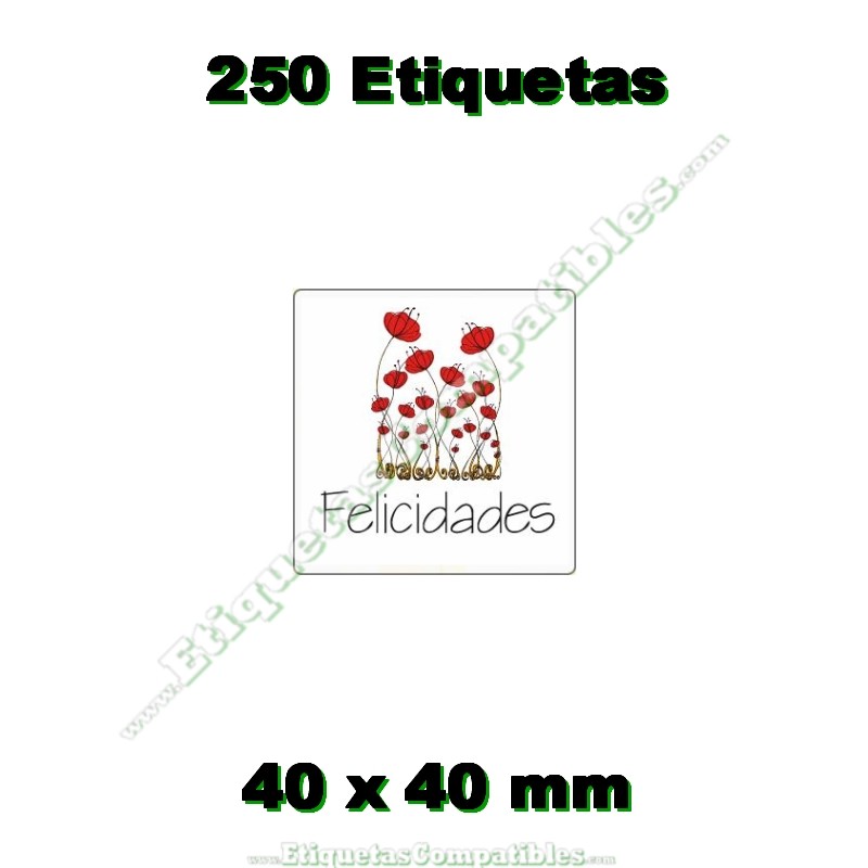 Rollo 250 Etiquetas "Felicidades" Rosa