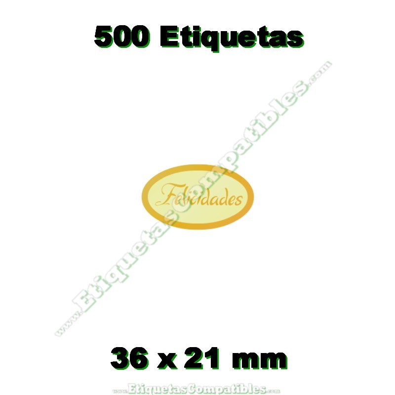 Rollo 500 Etiquetas "Felicidades" Ovalada S