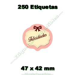 Rollo 250 Etiquetas "Felicidades" Vintage