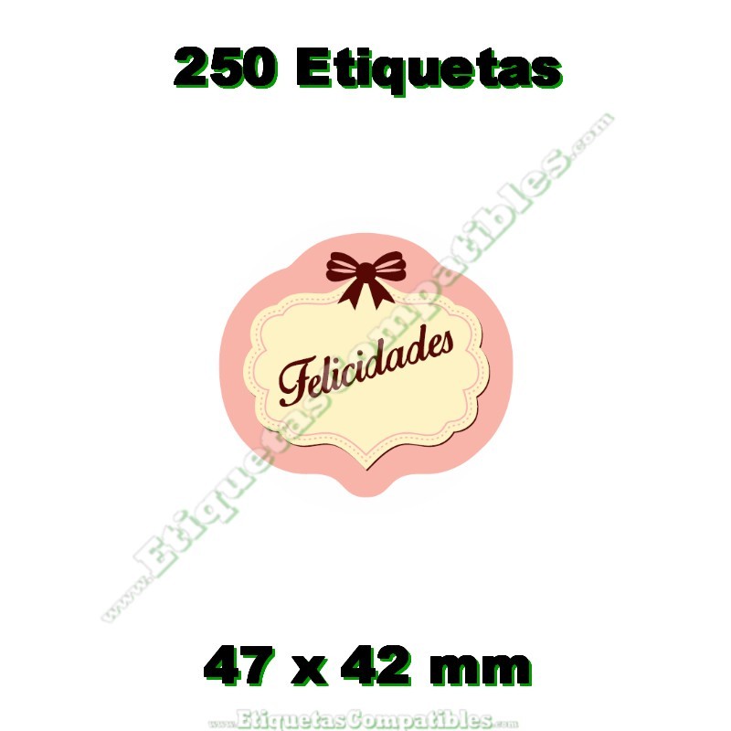 Rollo 250 Etiquetas "Felicidades" Vintage