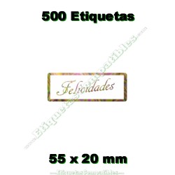Rollo 500 Etiquetas "Felicidades" Irisada M