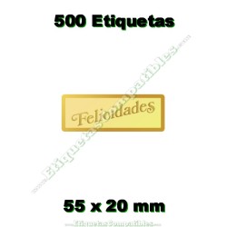 Rollo 500 Etiquetas "Felicidades" Oro