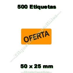Rollo 500 Etiquetas "Oferta" Rectángulo Naranja