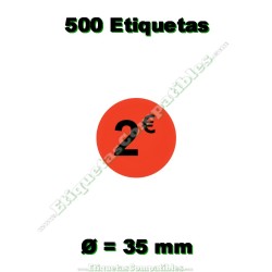 Rollo 500 Etiquetas "2 €"...