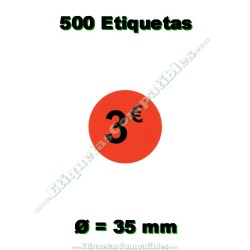 Rollo 500 Etiquetas "3 €"...