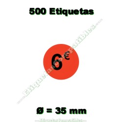 Rollo 500 Etiquetas "6 €"...