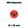 Rollo 500 Etiquetas "14 €" Rojo Flúor