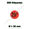Rollo 500 Etiquetas "29 €" Rojo Flúor