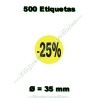 Rollo 500 Etiquetas "-25%" Amarillo Flúor