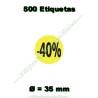 Rollo 500 Etiquetas "-40%" Amarillo Flúor