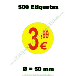 Rollo 500 Etiquetas "3,99 €" Amarillo