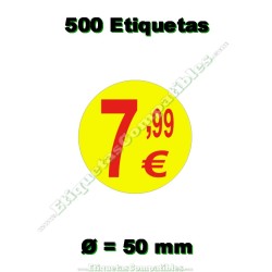 Rollo 500 Etiquetas "7,99 €" Amarillo