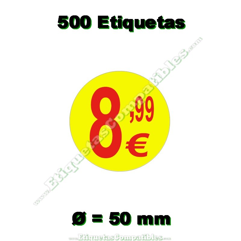 Rollo 500 Etiquetas "8,99 €" Amarillo