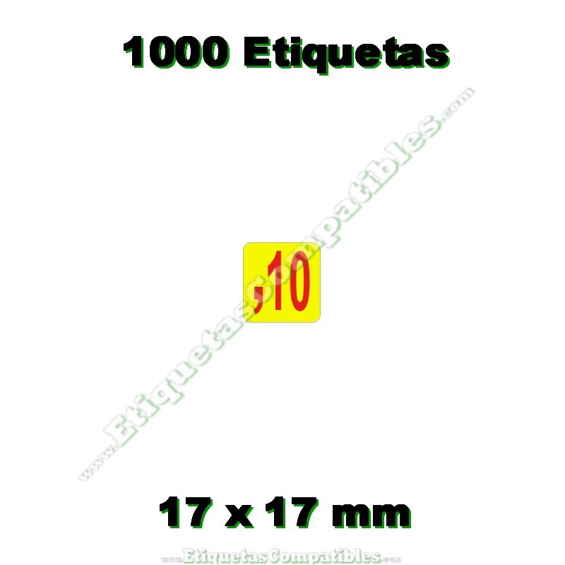 Rollo 1000 Etiquetas "10 Céntimos" Amarillo