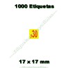 Rollo 1000 Etiquetas "30 Céntimos" Amarillo