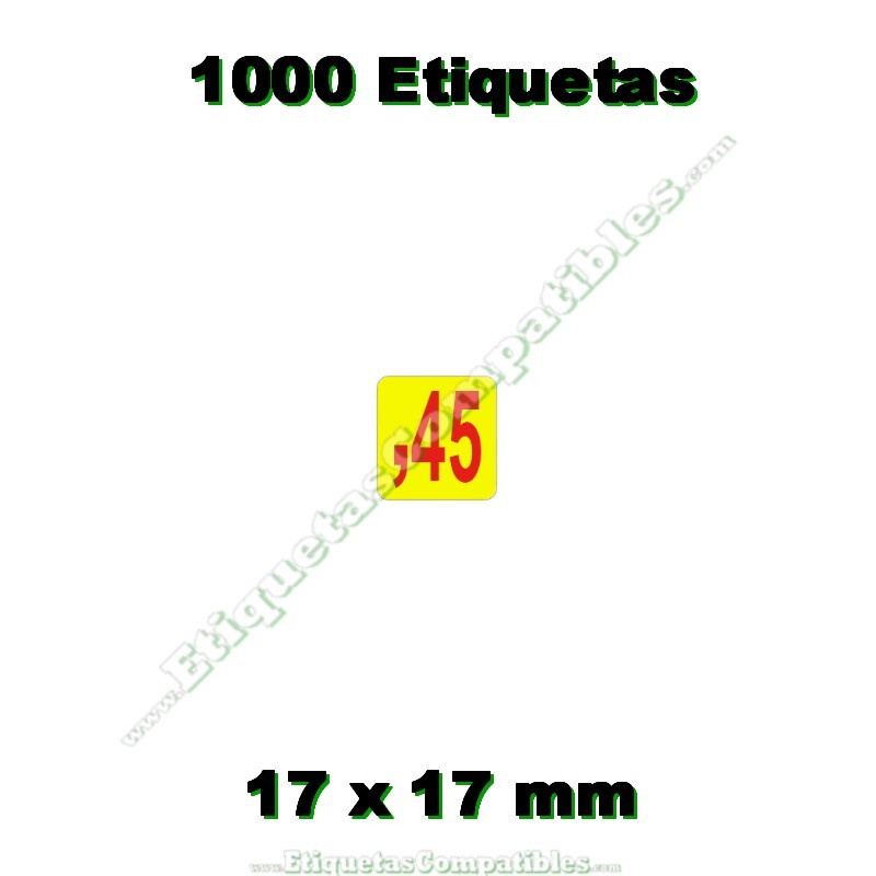 Rollo 1000 Etiquetas "45 Céntimos" Amarillo