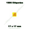 Rollo 1000 Etiquetas "45 Céntimos" Amarillo