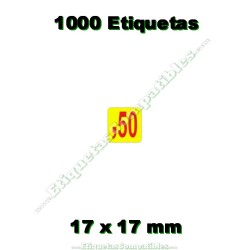 Rollo 1000 Etiquetas "50 Céntimos" Amarillo