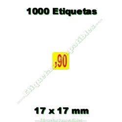 Rollo 1000 Etiquetas "90 Céntimos" Amarillo