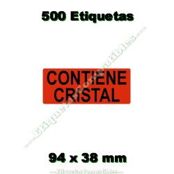 Rollo 500 Etiquetas "Contiene cristal"