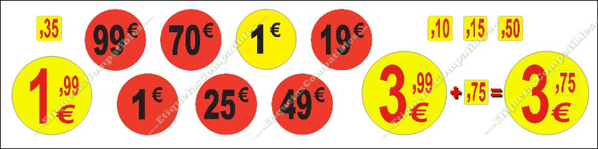 Etiquetas adhesivas de precios en euros