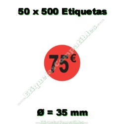1 Rollo 4000 Etiquetas 18 x 12 mm PVP Euros rojo flúor