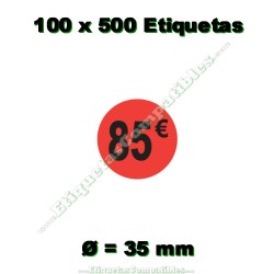 1 Rollo 2000 Etiquetas 24 x 18 mm PVP Euros verde flúor