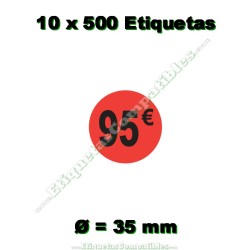 1 Rollo 2000 Etiquetas 24 x 18 mm PVP Euros + Ref verde flúor
