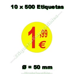 10 Rollos 1000 Etiquetas 21 x 12 mm recta naranja flúor