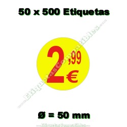 10 Rollos 1500 Etiquetas 22 x 12 mm ondulada amarillo flúor